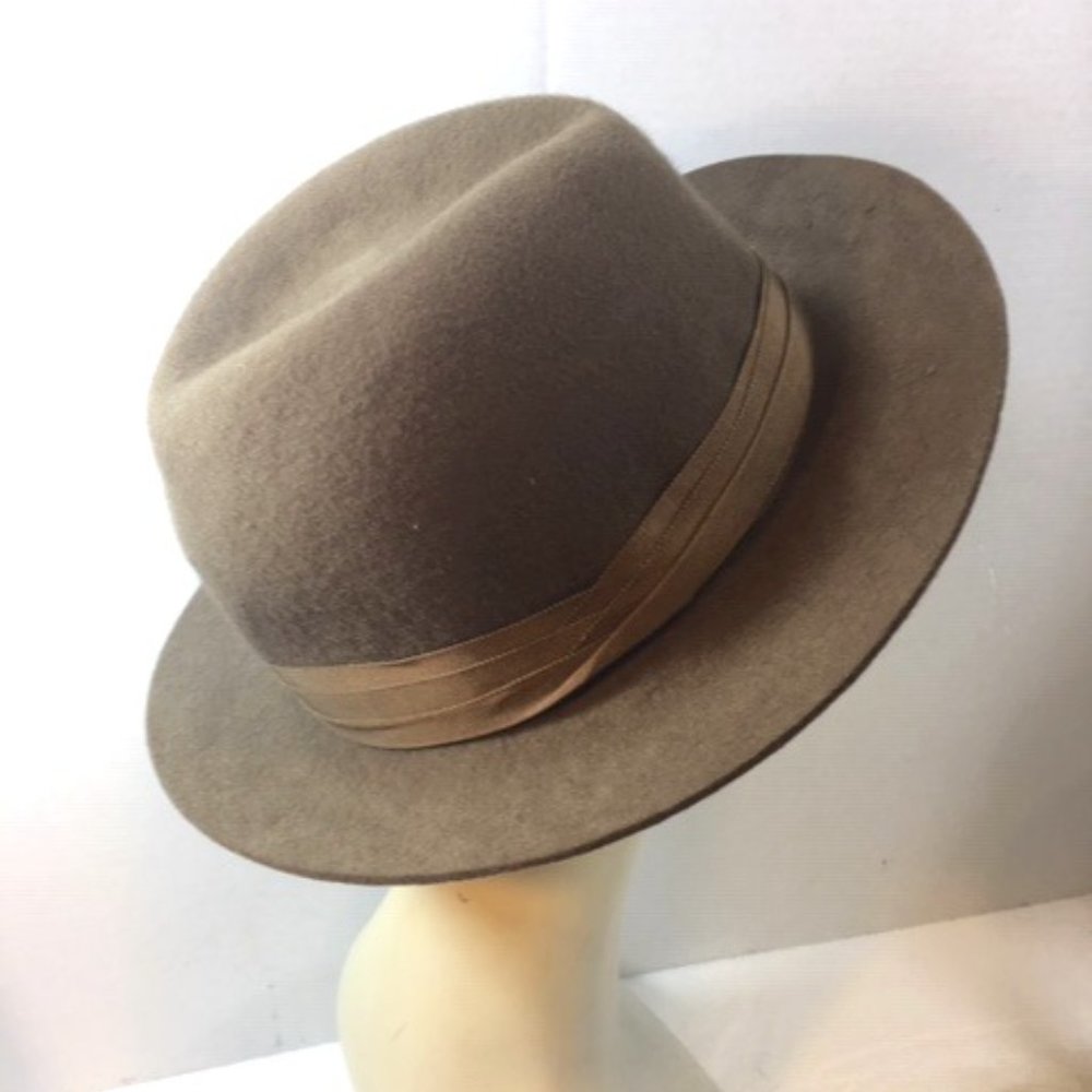 VTG Handmade Banana Republic Brown Safari Hampui Banded Handfold Hat Wool Size 7